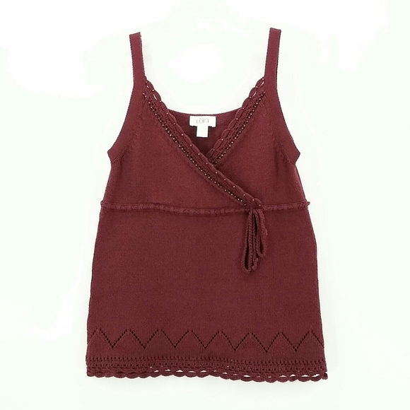 LOFT Tops - LOFT Crochet Beaded Tank Boho Festival M